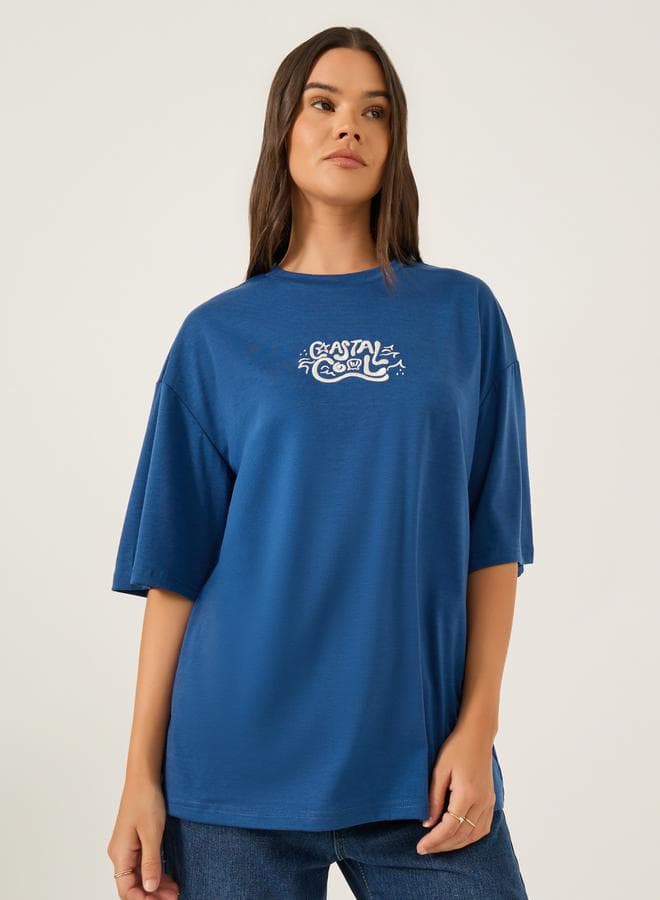 Embroidered Oversized Short Sleeve T-Shirt for Women - Image 1
