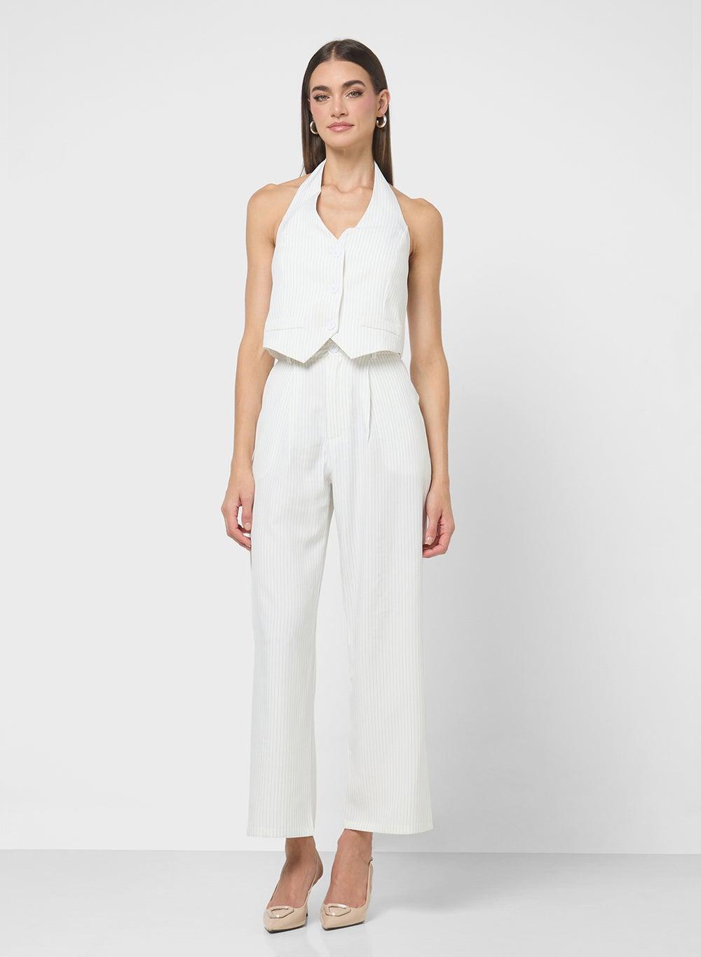 Striped Halter Neck Vest and Pant Set - Image 1