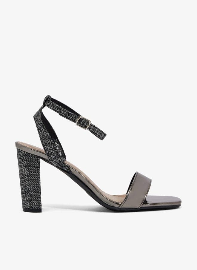 Metallic Block Heel Sandals - Image 1