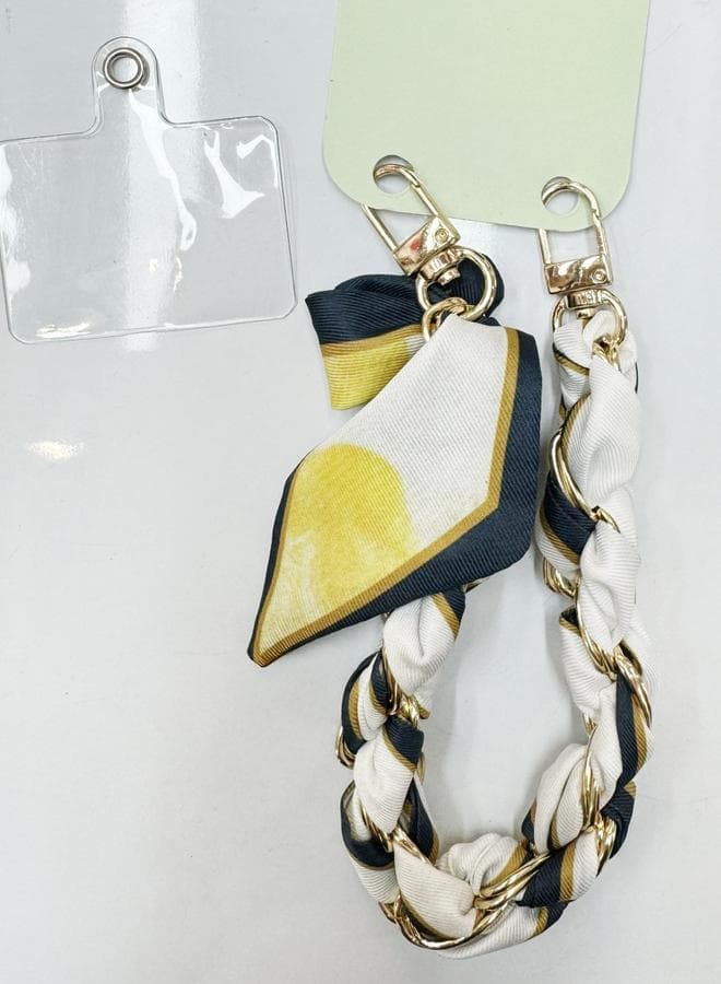 Styli Printed Scarf Detail Braided Key Chain Card Holder - Image 1