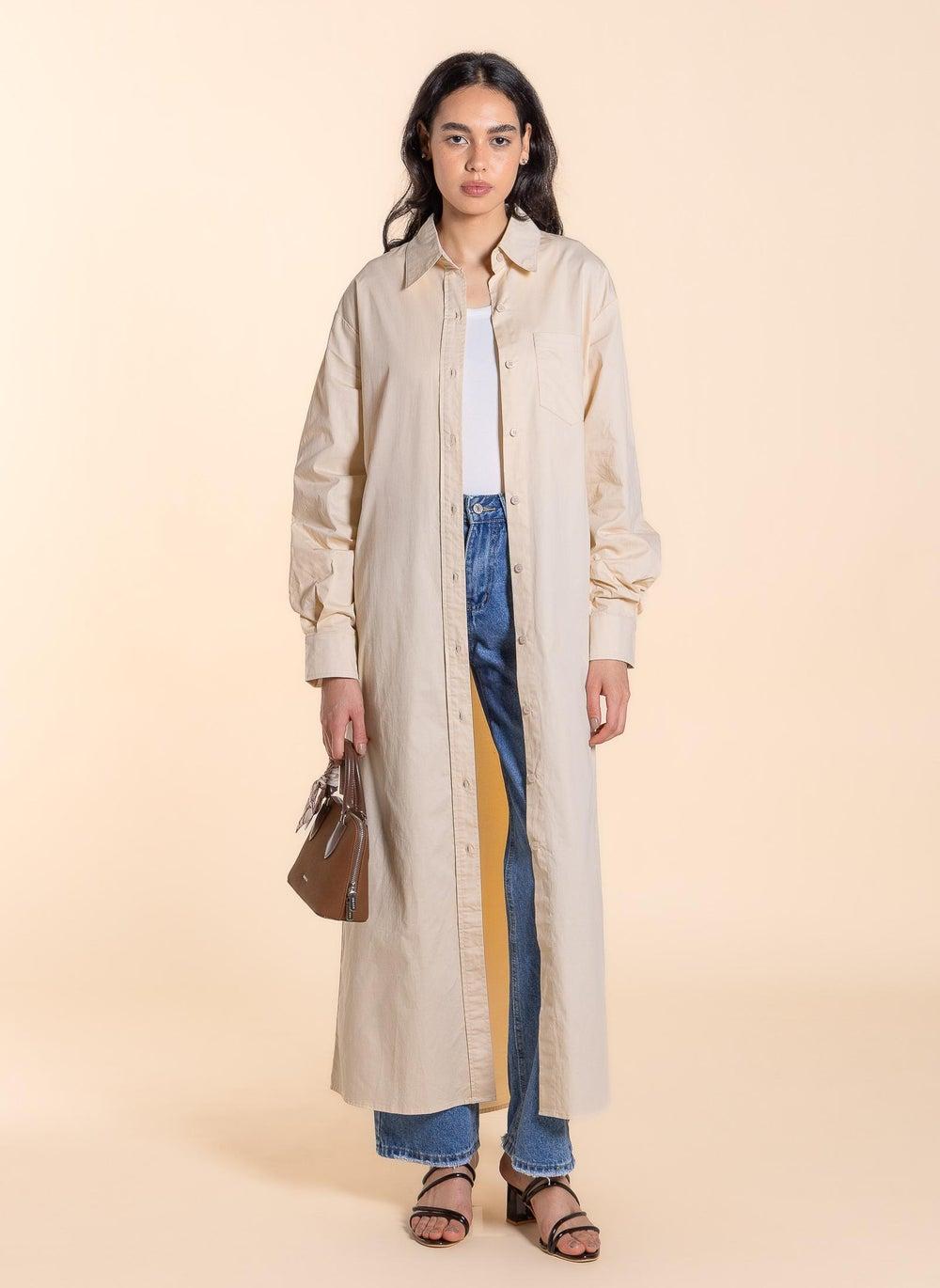 Maxi Cotton Shirt Dress with Chest Pocket - Image 1