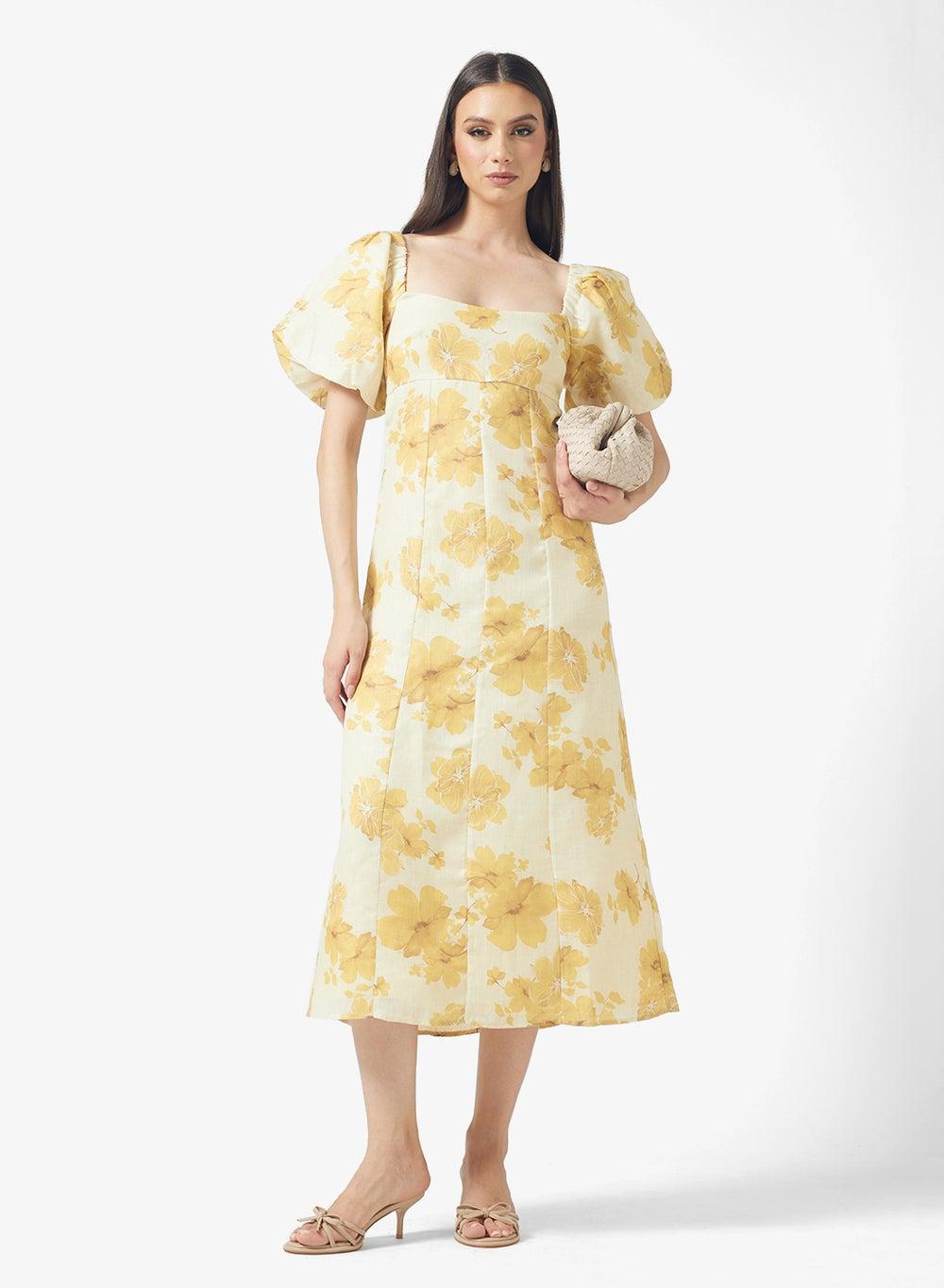 Bette Puff Sleeve Midi Dress - Image 1
