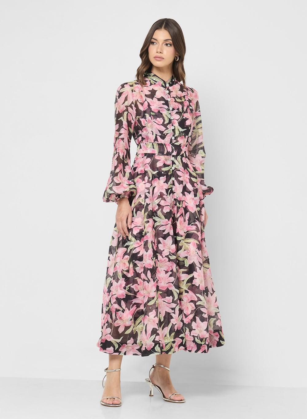 Floral Print Maxi Dress - Image 1