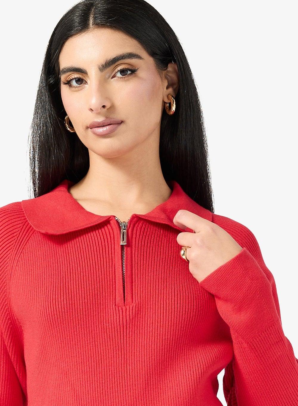 Women’s Polo Sweater with Zipper Collar - Image 1