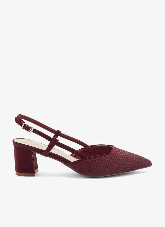 Textured Block Heel Back Strap Pumps - Image 1