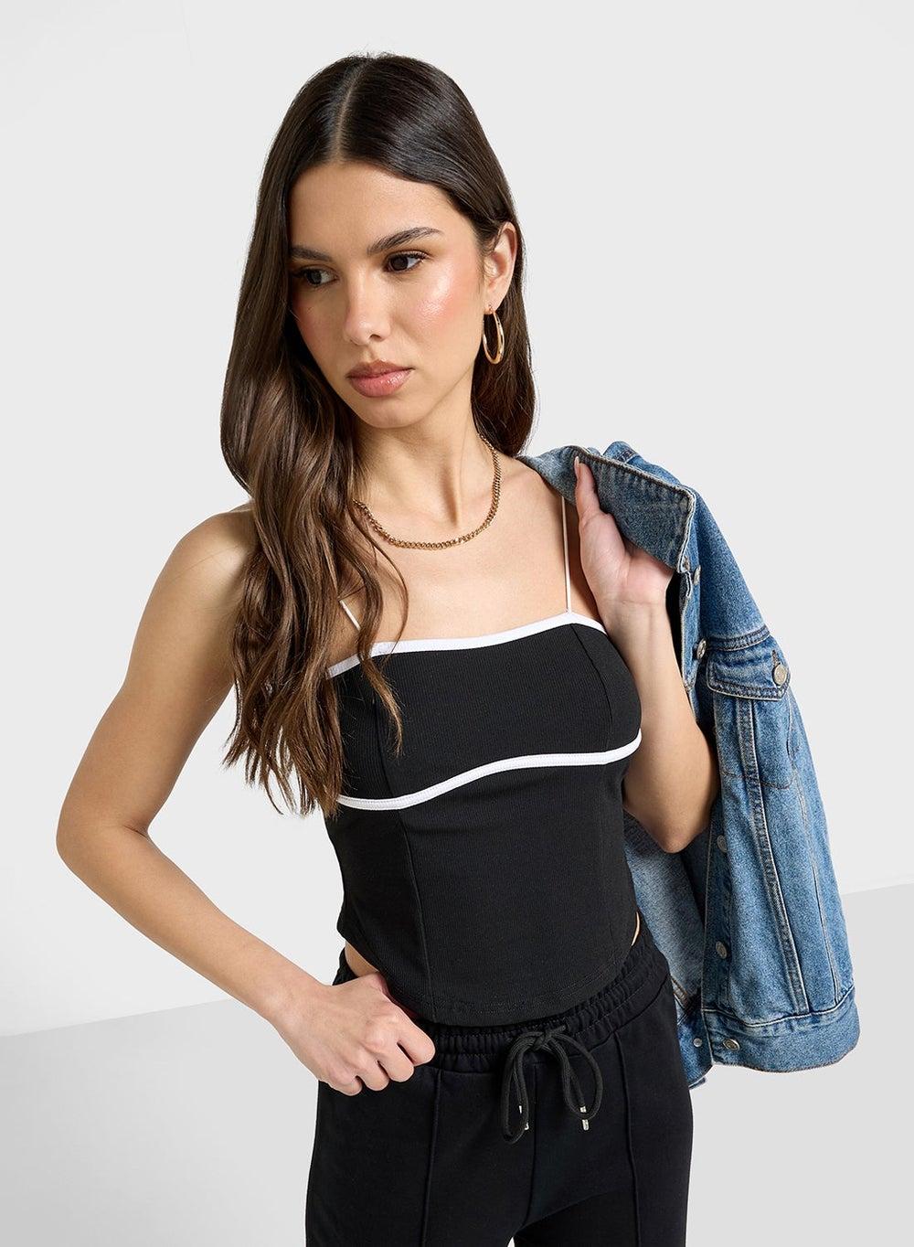 Strappy Monochrome Tank Top - Image 1