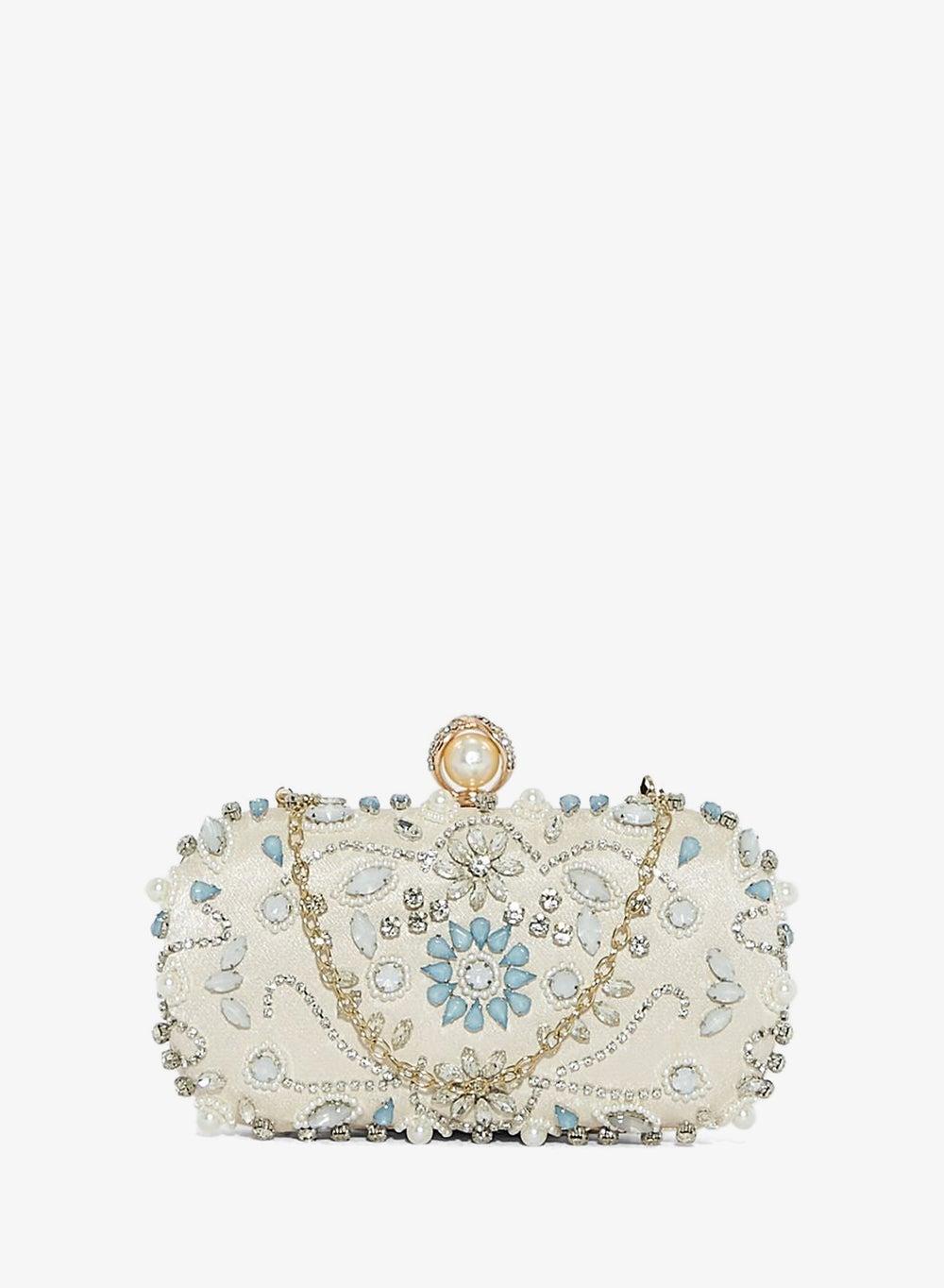 Jewelled Box Clutch Bag with Crossbody Chain - Image 1