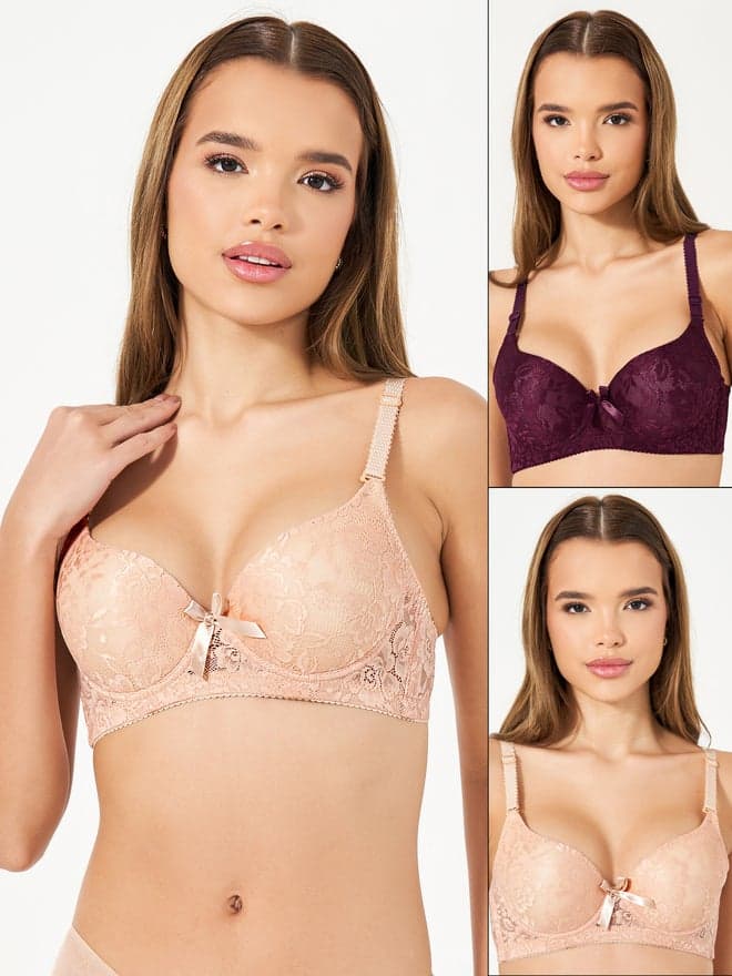 Pack of 2 All Over Lace Bow Detail T-Shirt Bras - Image 1