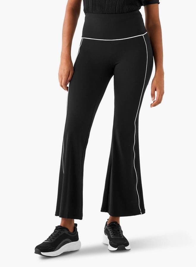 Flared Leggings with Contrast Piping - Image 1