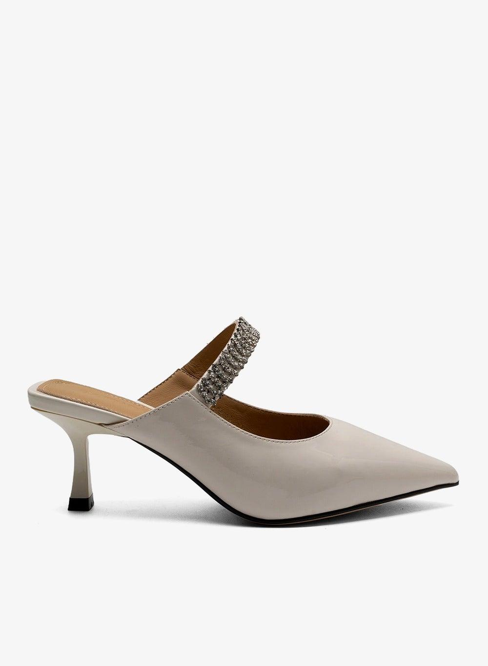 Eulalia Patent Leather Pointed-Toe Crystal Strap Mules - Image 1