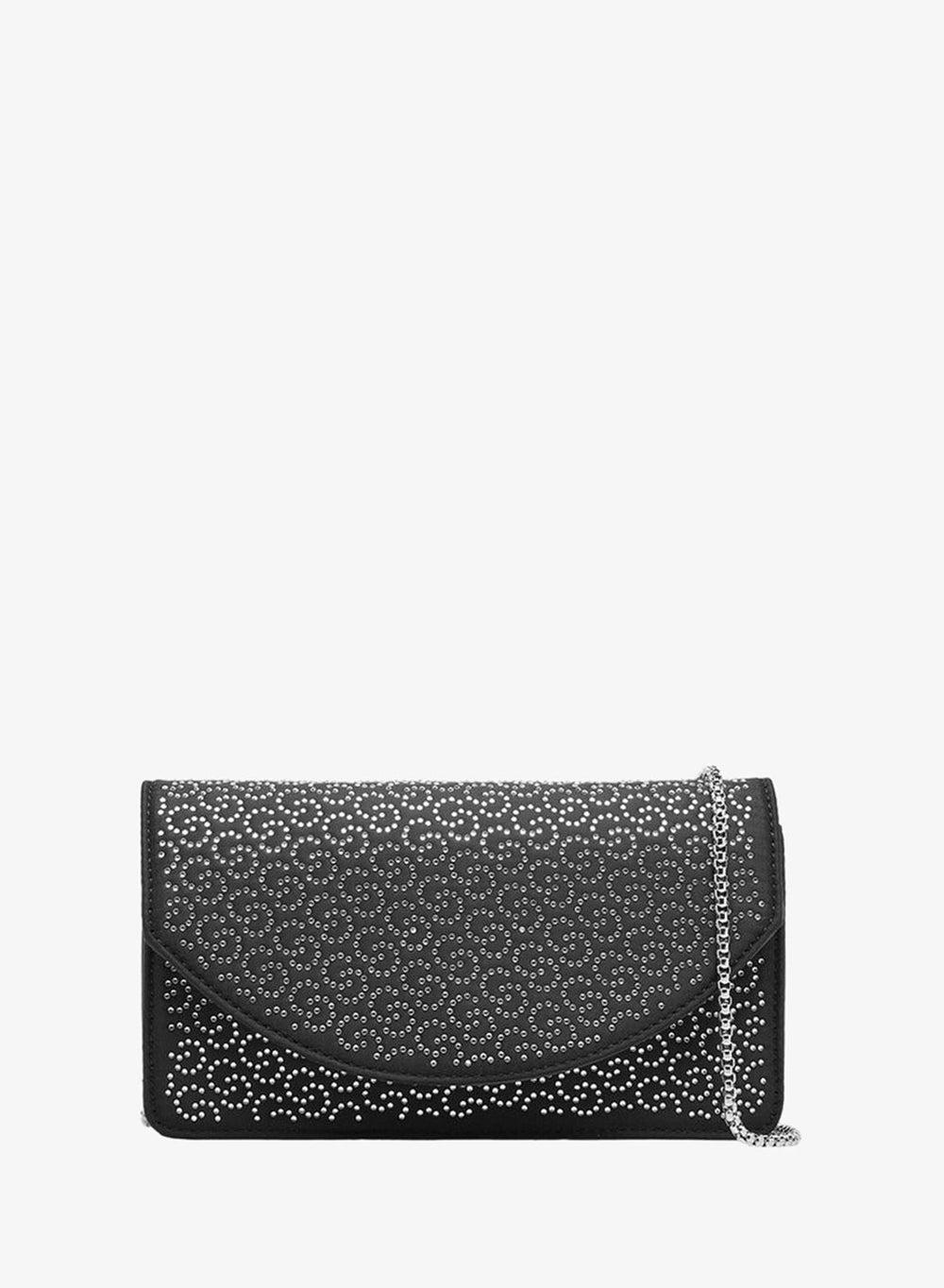 Embellished Crossbody Bag with Crystal Chain Strap - Image 1