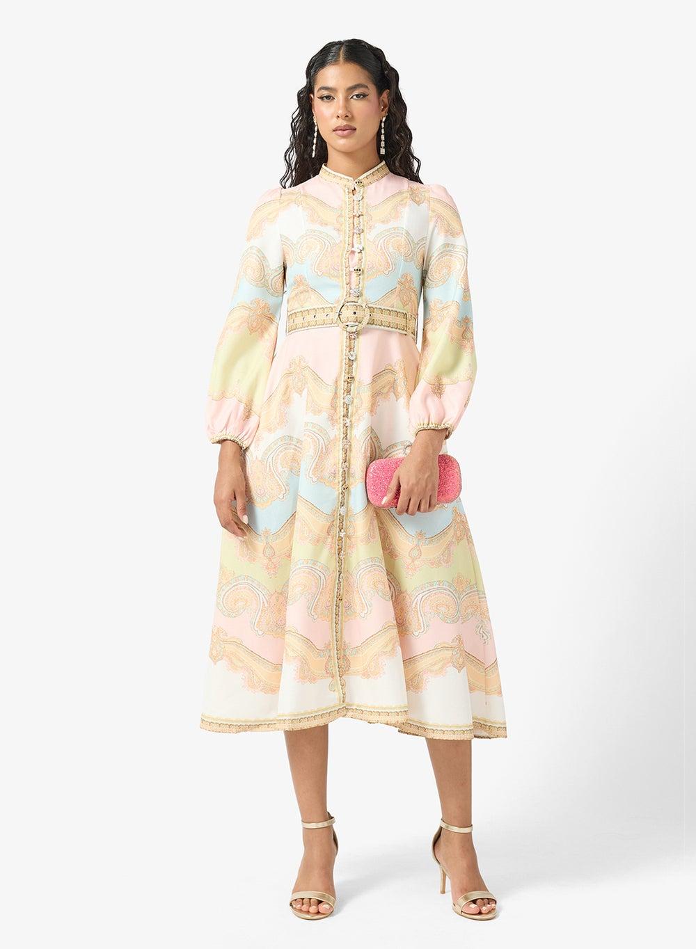 Abstract Print Midi Dress - Image 1