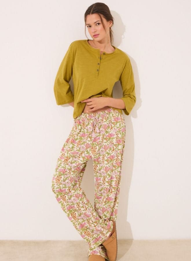 Floral 100% Cotton Long Trousers - Image 1