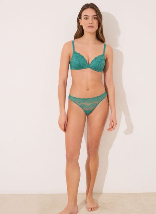 Classic Green Lace Hipster Panty - Image 1