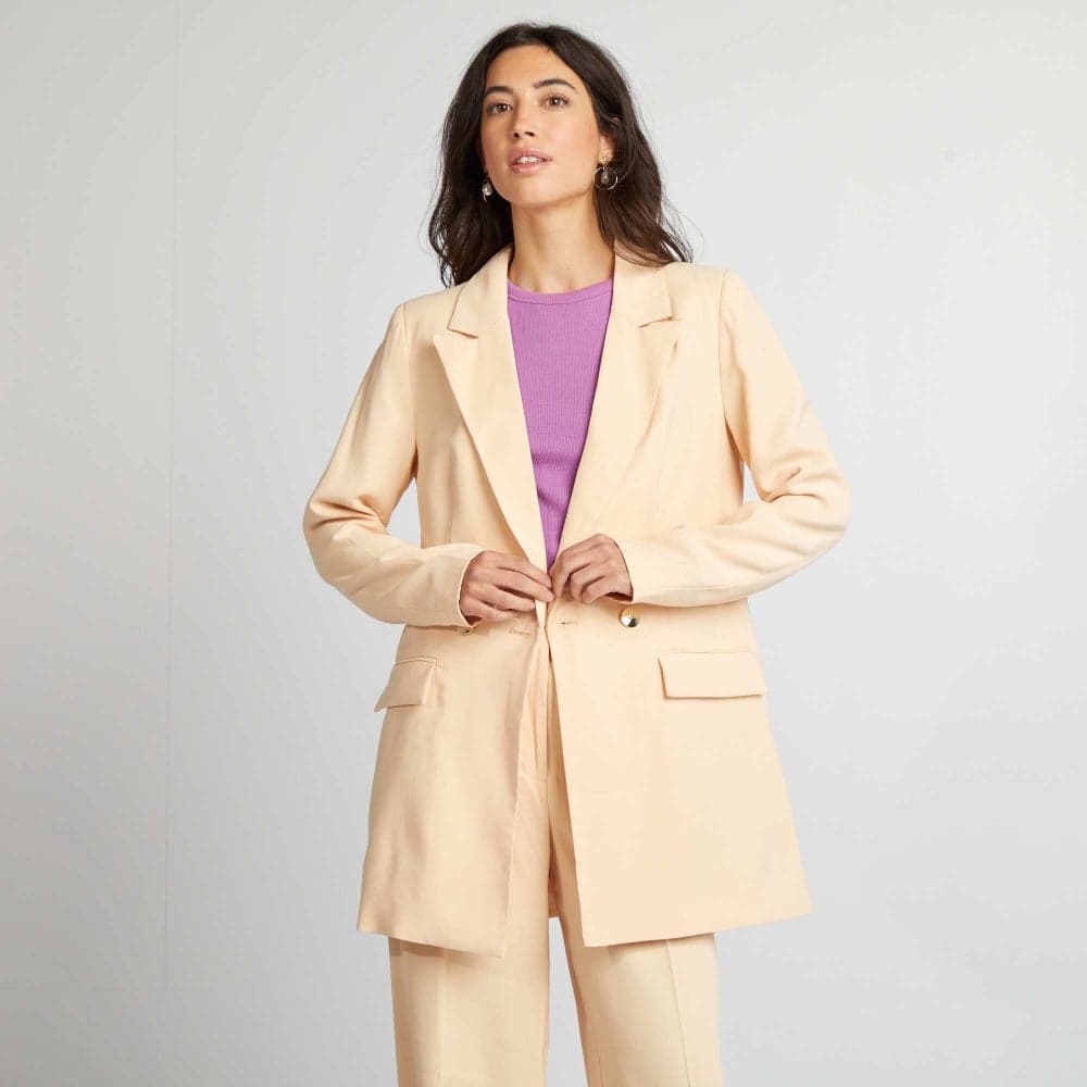 Mid-Length Tailored Beige Jacket - Image 1