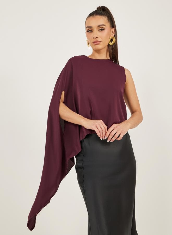 One Cape Sleeve Regular Fit Cold Shoulder Top - Image 1