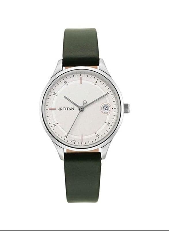 Titan White Dial Green Leather Strap Watch 2649SL01 - Image 1