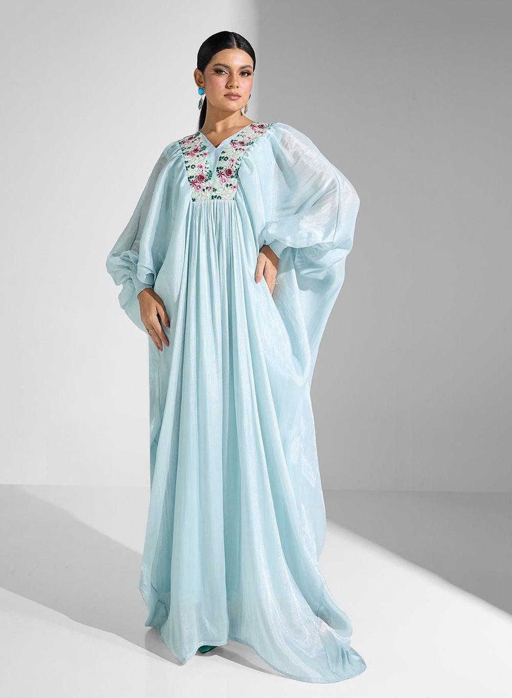 Floral Embroidered Light Blue Dress - Image 1