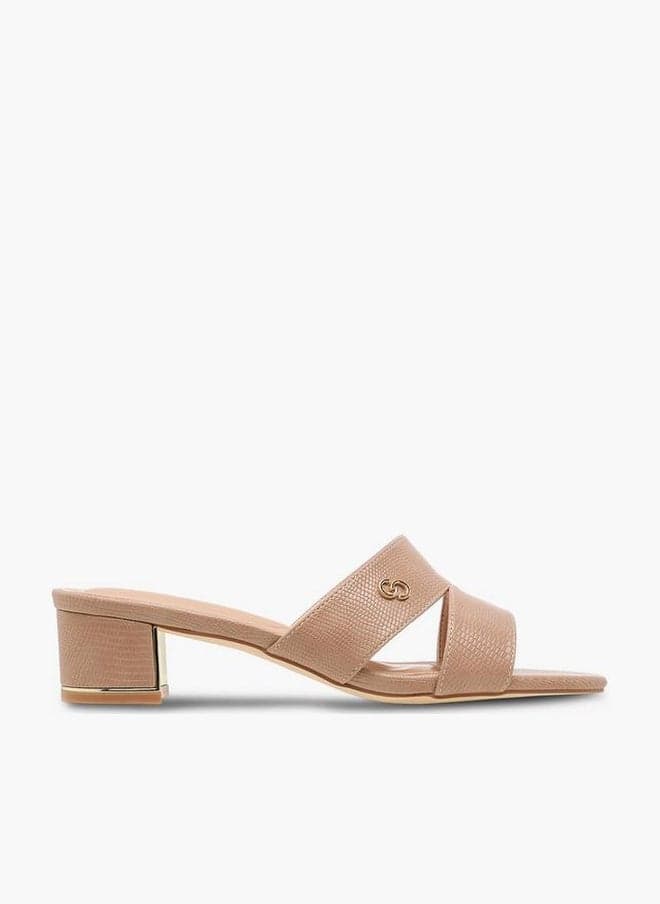 Women’s Textured Slip-On Block Heel Sandals - Image 1