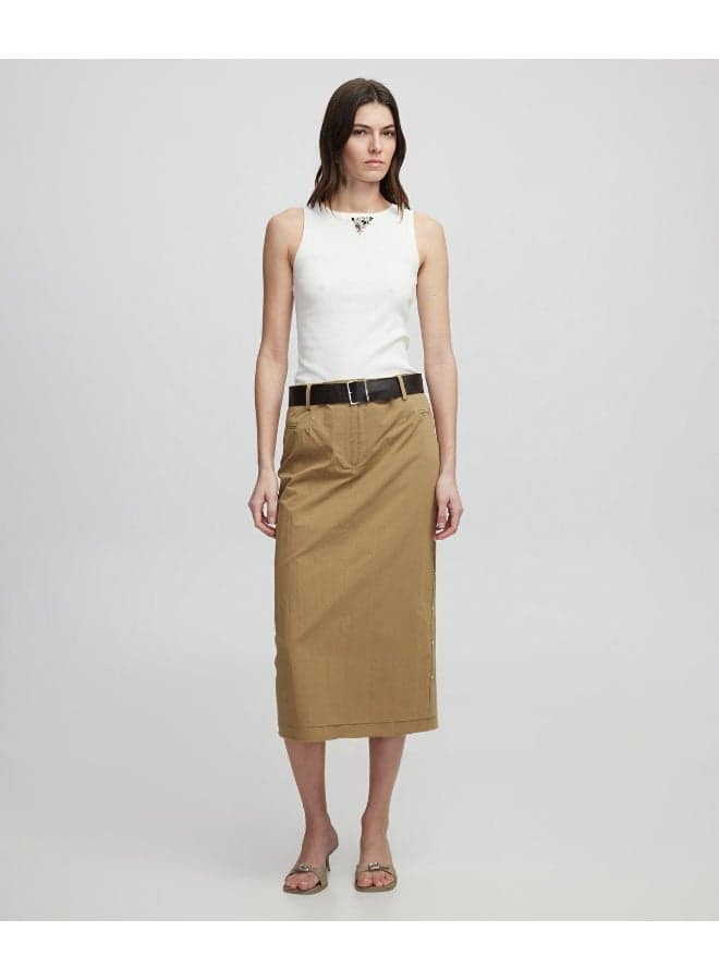 Regular Fit Rivet Embellished Midi Skirt - Image 1