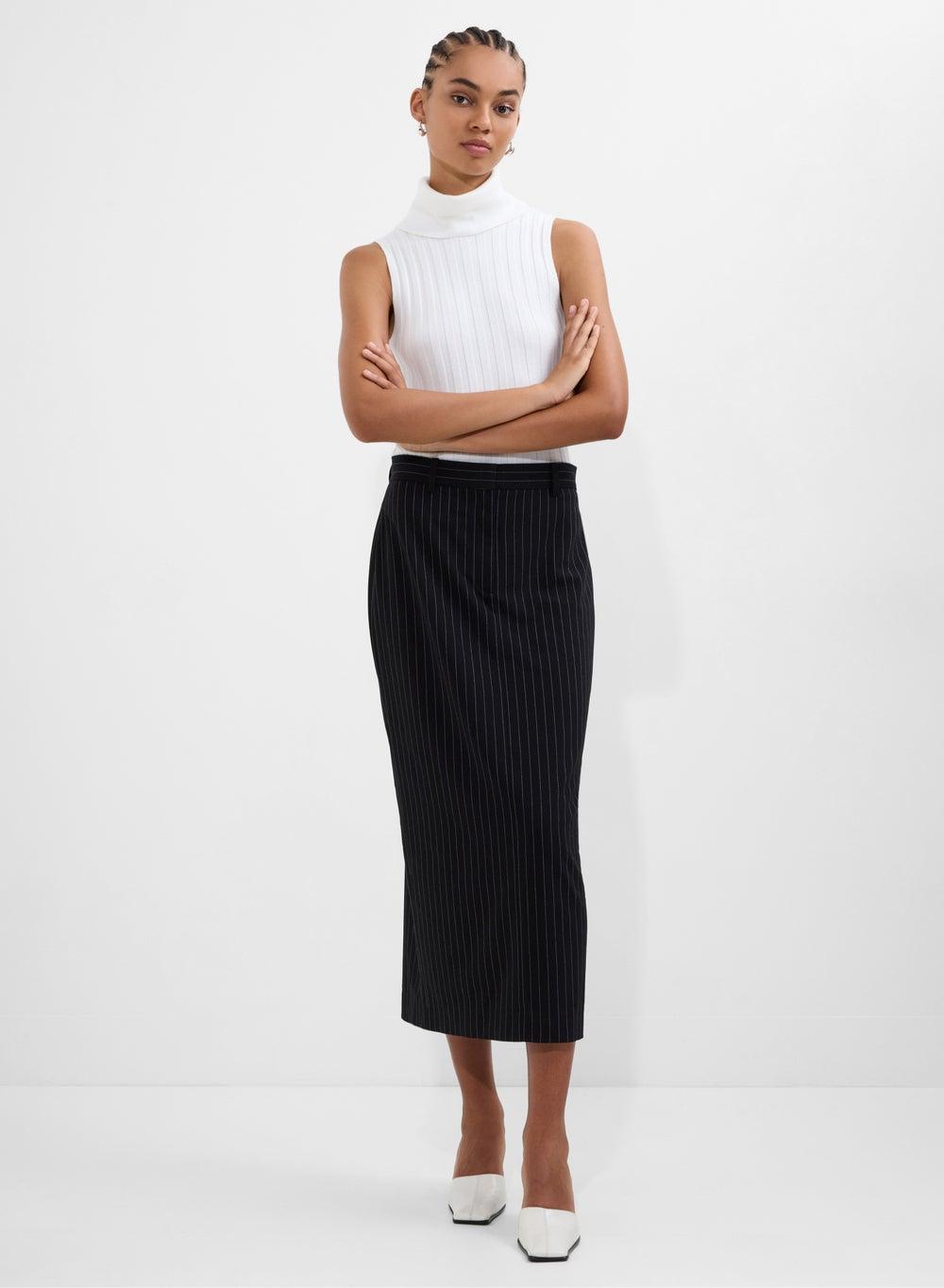 Morgan Tailored Pinstripe Midi Skirt - Image 1