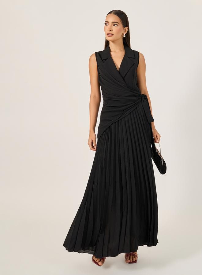 Pleated Sleeveless A-Line Maxi Dress - Image 1