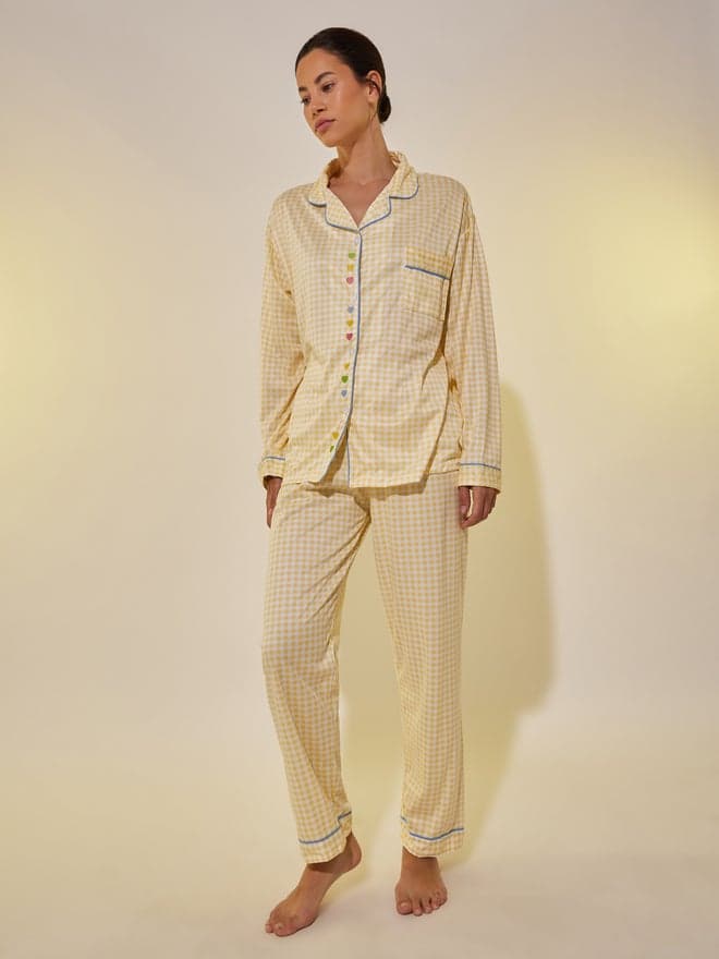 Checked Long Sleeve Shirt and Pyjama Set - Image 1