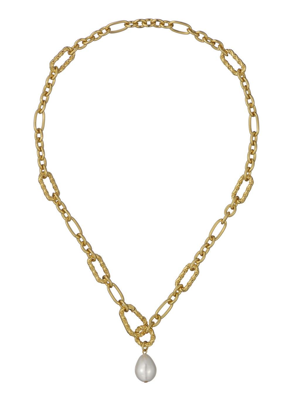 Twisted Pearl Pendant Gold-Tone Choker Necklace - Image 1