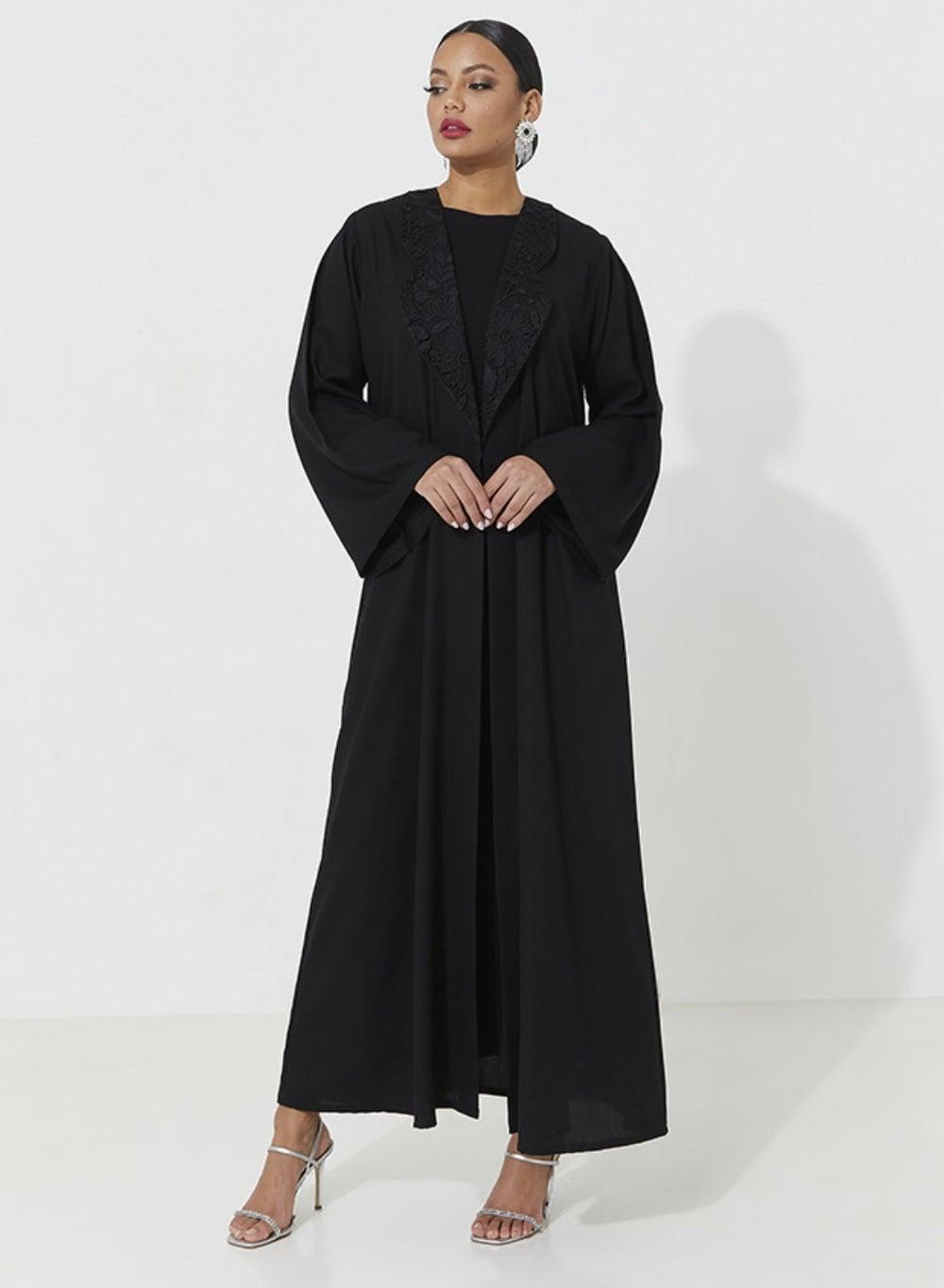 Neck Design Abaya with Wide Sleeves - Image 1