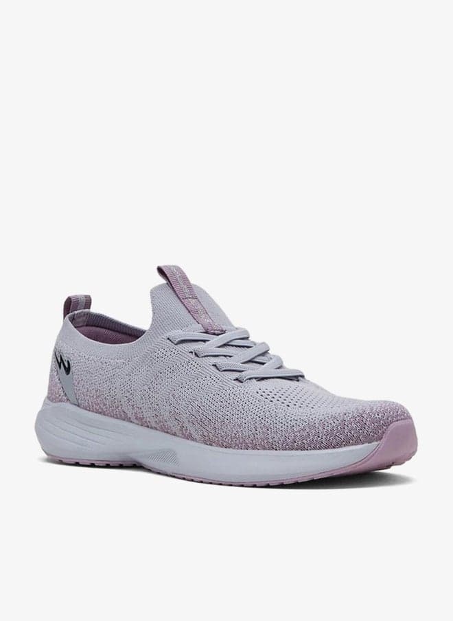 Women’s Lavender Knit Comfort Sneakers with Pink Accent - Image 1