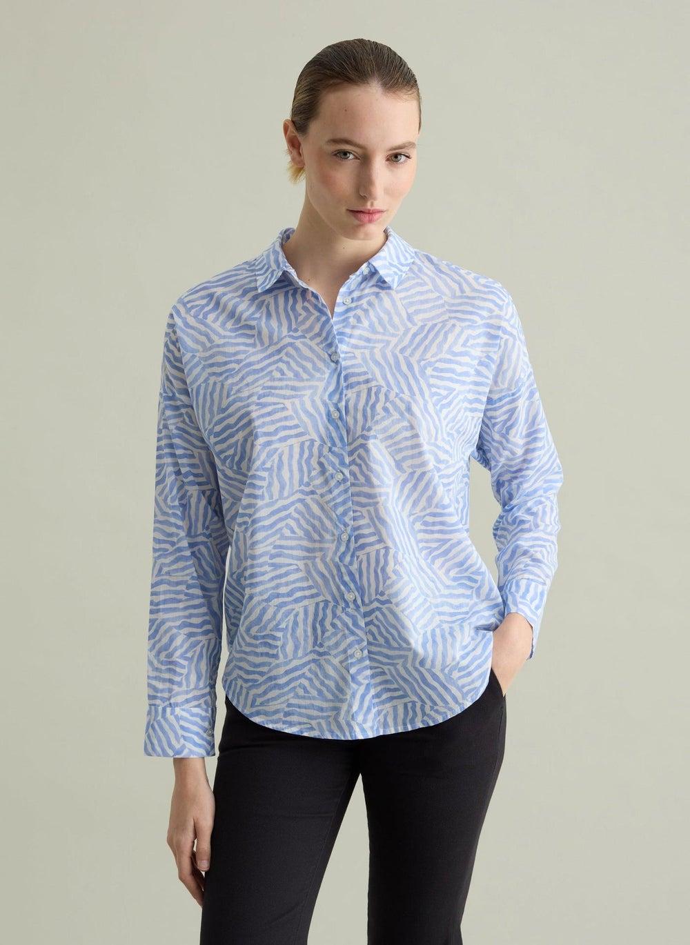 Piombo Cotton Shirt with Patterned Print - Image 1
