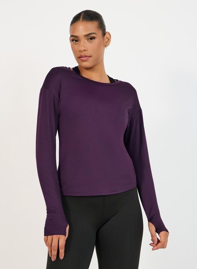 Double Layer Open Back Long Sleeve Yoga Top - Image 1