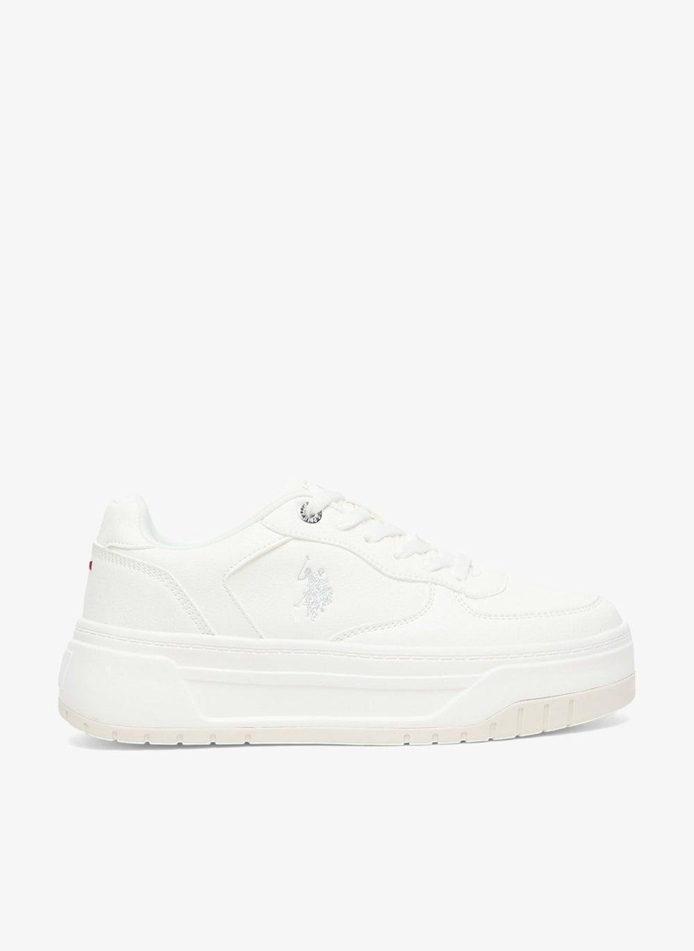 Women's White Low-Top Sneakers with Chunky Outsole - Image 1