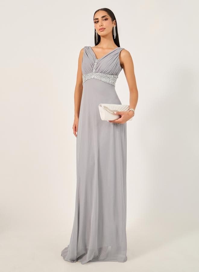 Embellished Sleeveless A-Line Maxi Dress - Image 1
