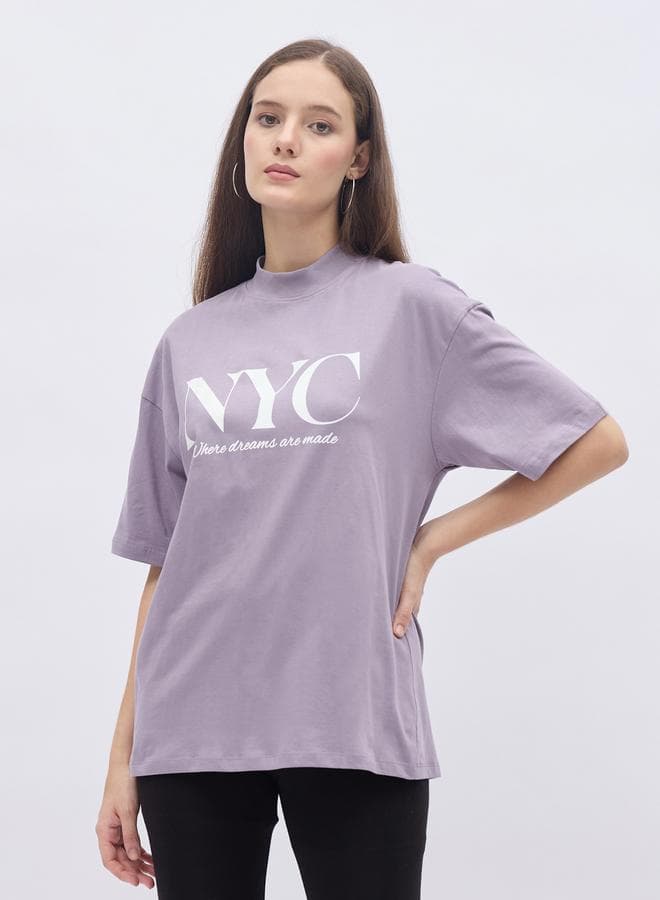 Styli Slogan Print Oversized T-Shirt for Women - Image 1