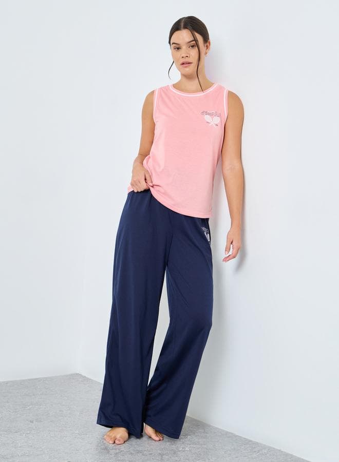 Styli Tennis Club Stripe Tank & Pyjama Set - Image 1