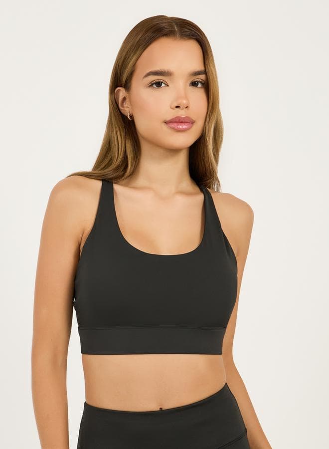 Back Mesh Insert Multi-Strap Medium Support Sports Bra - Image 1