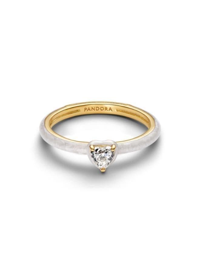White Chakra Heart Solitaire Ring - Image 1