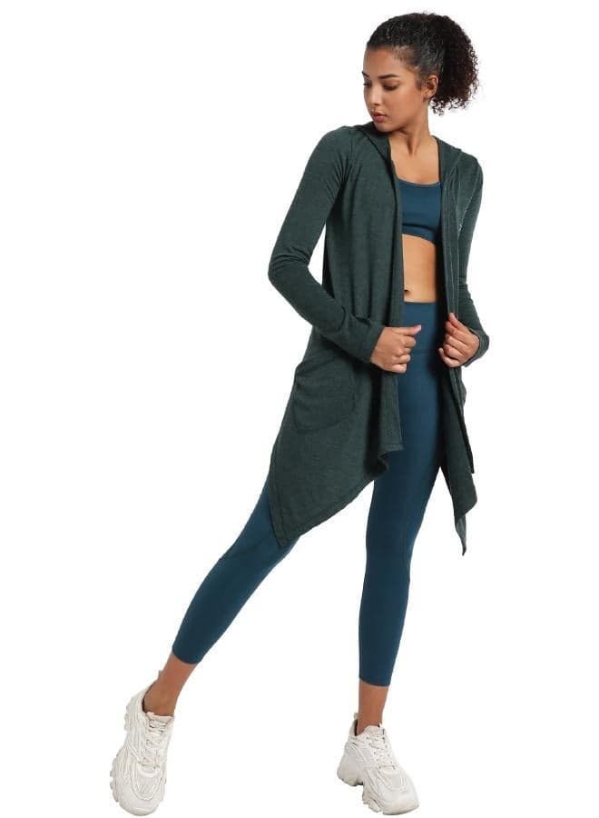Women's Long Hooded Shrug for Layered Comfort - Image 1