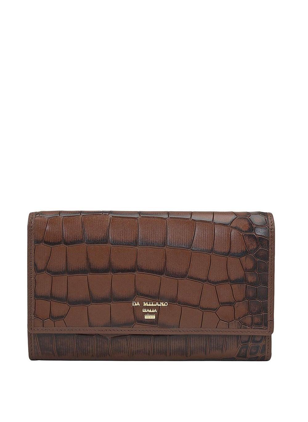 Da Milano Brown Genuine Leather Ladies Wallet - Image 1