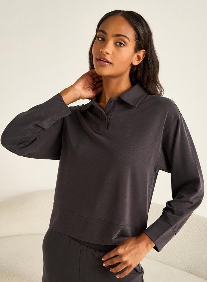 Collared T-Shirt Pyjama Set with Trousers - Image 1
