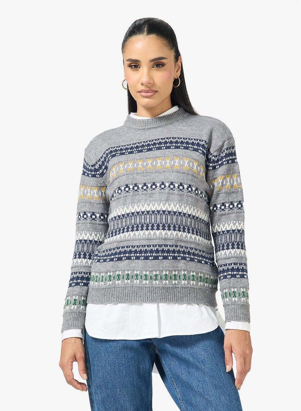 Knitted Fairisle Sweater for Women - Image 1