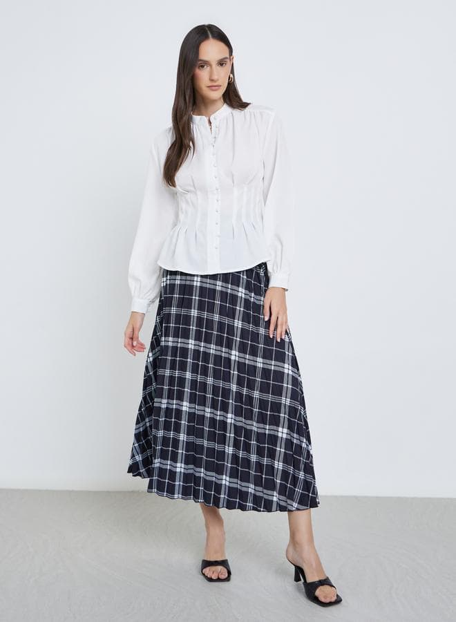 Styli Buttoned Balloon Sleeve Blouse - Image 1