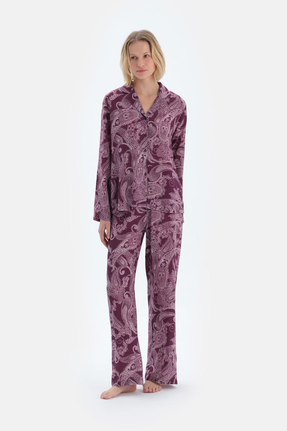 Graphic Print High Rise Viscose Sleepwear Trousers - Image 1