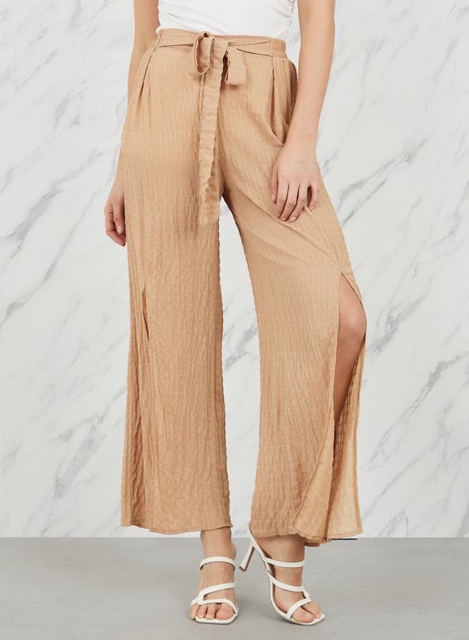 Styli Shirred Front Slit Wide Leg Pant - Image 1