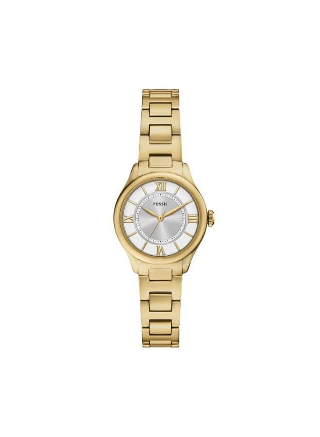 Gilmore Gold-Plated Analog Watch with Sunray Silver Dial - Image 1