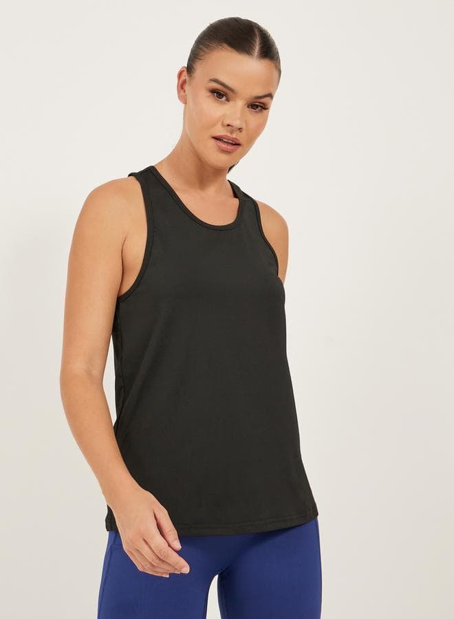 Black Solid Activewear Tank Top - Image 1