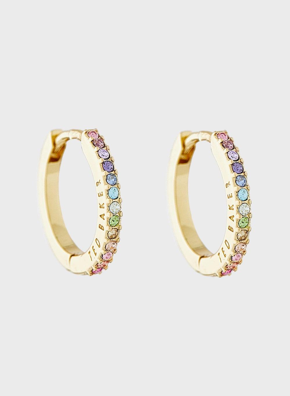 Crystal Detail Gold-Tone Hoop Earrings - Image 1