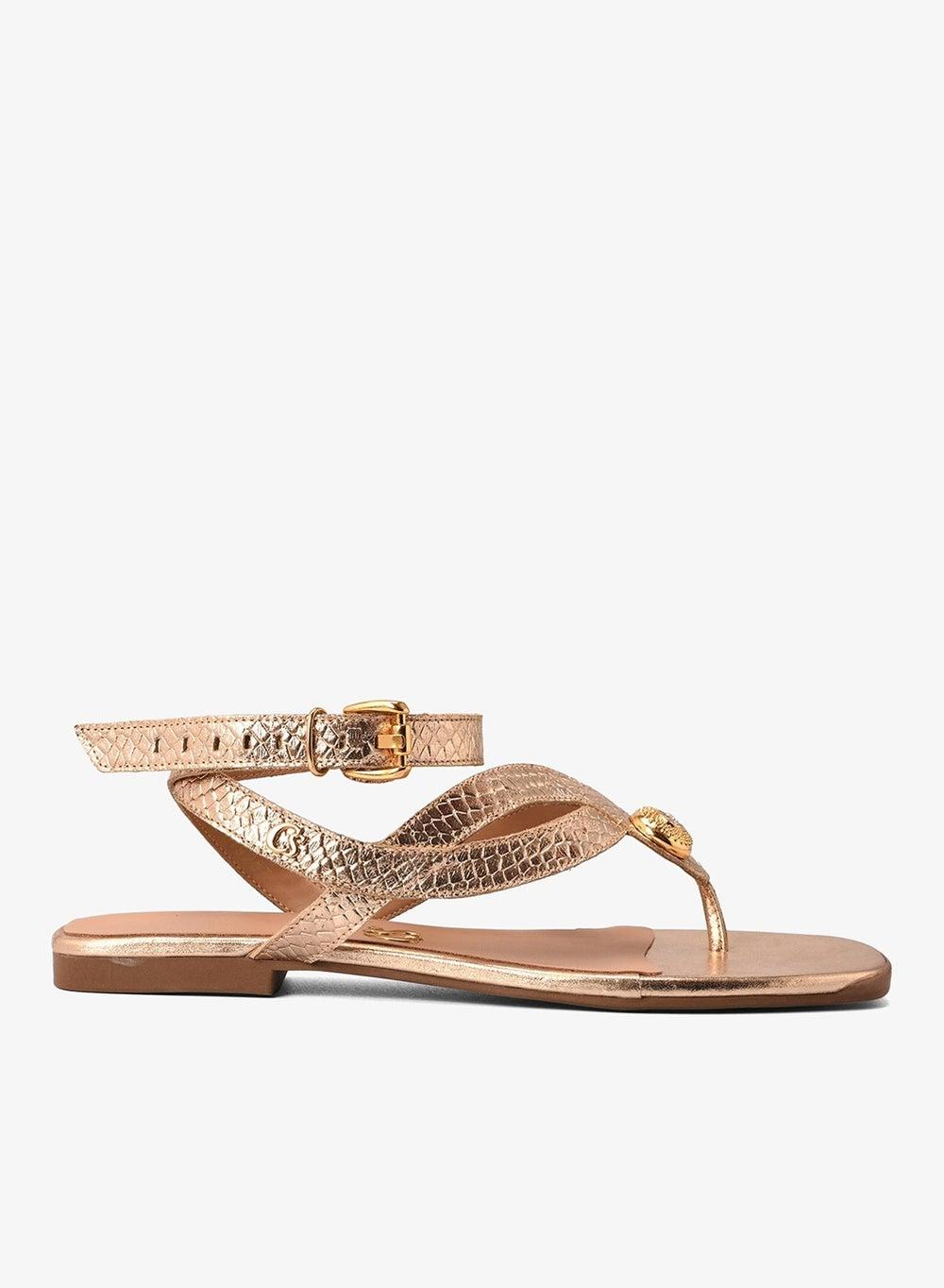 Flat Snake Gold Sandals - Image 1