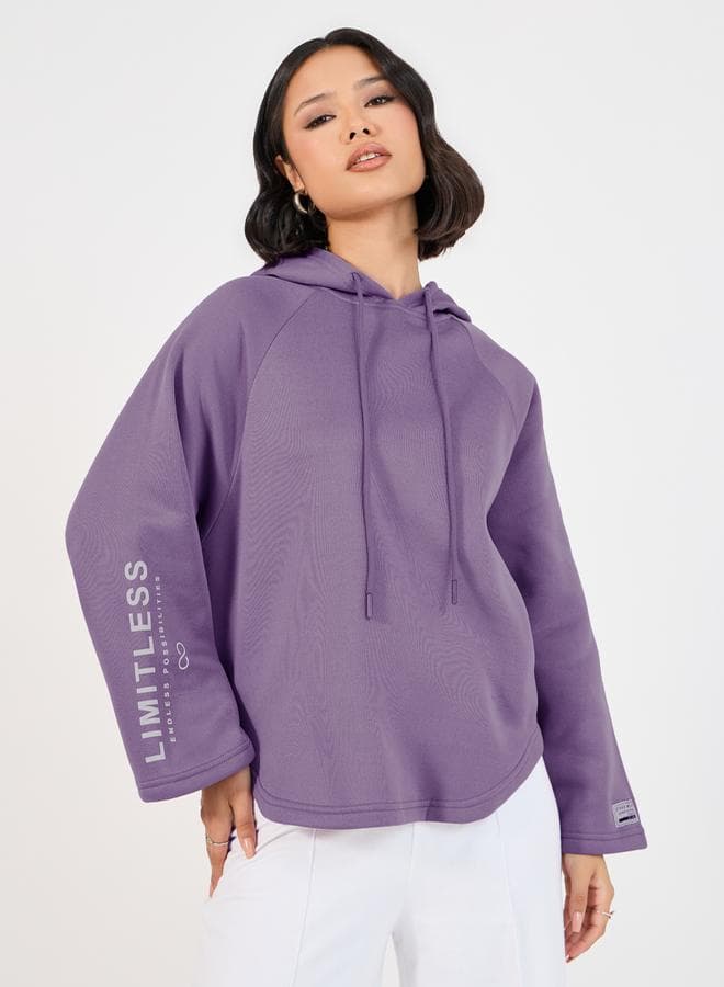 Slogan Print Flared Sleeve Hoodie - Image 1